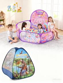 1 szt. rozkładany namiot do zabawy dla dzieci, domek do zabawy w domu i na zewnątrz z kreskówkowym wzorem, mata do raczkowania do basenu z piłeczkami, przenośny prezent dla dzieci, odpowiedni na Boże Narodzenie, Halloween, Święto Dziękczynienia, Wielkanoc, urodziny chłopców i dziewcząt