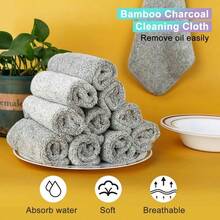 10pcs Kitchen Cleaning Cloths, High Quality Dishcloths, Super Absorbent Microfiber Cleaning Rags, Non-Stick Oil, Washable Quick Dry Dish Towels (Gray)