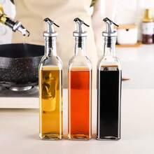 1 pieza Botella de vidrio a prueba de fugas para aceite - Recipiente de cocina resistente a la corrosión con tapa hermética, apto para aceite de sésamo, vinagre y salsa de soja - Sin plomo, excelente para cocinar y decoración