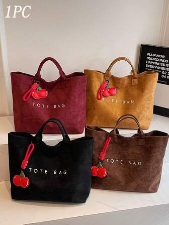 Nuevo bolso de mano con doble asa y estampado de letras de moda versátil para uso diario, bolso de tela grande y cómodo suave y sencillo para mujer, muy adecuado para el trabajo, el transporte, las compras y el uso en el campus