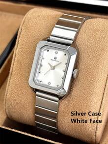 Pablo Raez 1pc Vintage Lady Watch 18K Gold Jewelry Non Tarnish Women Dress Watch Stainless Steel IPG Rectangle Case Elegant Square Brand New Design Quartz Retro Watch For Lady Fahion White High Quality Star Diamond Scales Woman Popular Wristwatch - 均碼 - 查看 12