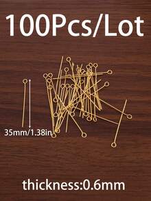 100Pcs/Lot 14K Gold Plated Stainless Steel Eye Head Pins Metal Eye Pins For Jewelry Making Findings DIY Handmade Make Bracelets Necklace Earrings Pendant Jewelry Pins Supplies - 9-shaped Needle - View 19