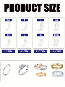 8/16 件树脂戒指调节器隐形戒指尺寸调节垫适用于松散的戒指，适合所有手指尺寸隐形戒指尺寸器适用于松散的戒指 - 多种手指尺寸，舒适且具有保护性的戒指调整 - 调节透明收紧器调整尺寸工具珠宝保护器适用于松散的戒指戒指调节器适合任何戒指，各种尺寸的戒指调节器适合女士 - 彩色 - 查看 9