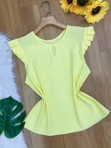 Women's Fashion Crepe Tank Top - Light Yellow - View 3
