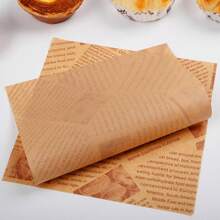 50/100pcs Greaseproof Paper, Oil-Resistant Tray Liner, Printed Paper For Sandwiches, Waterproof And Grease-Proof Wrapping Paper For Hot Dogs And Baked Goods (Brown)
