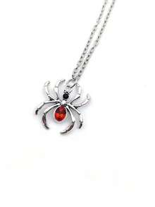 1pc Gothic Style Spider Necklace, Rhinestone Alloy Spider Pendant Titanium Steel Necklace, Suitable For Halloween And Everyday Street Style - Multicolor - View 7