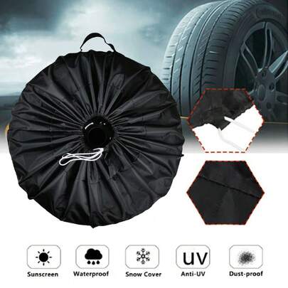 2PCS 13-19inch Auto Black Spare Tire Cover Wheel Tyre Protection Leather Tire Cover