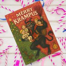 1pc Vintage Christmas Card - Krampus Holiday Greetings, With Inspired Red & Green Design - Suitable For Christmas Parties, Gifts, And Unique Seasonal Decor - Includes Envelope - Great For & Holiday Celebration Fans, Christmas Decorations, Best For Christmas