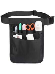 Sac de taille pour outils de soins infirmiers - Ceinture à outils en polyester, fermeture éclair, noir, lavable en machine, sac de rangement pour personnel médical professionnel, conception de rangement sécurisée, accessoires d'infirmière, simple et pratique, durable - Multicolore - Voir 6