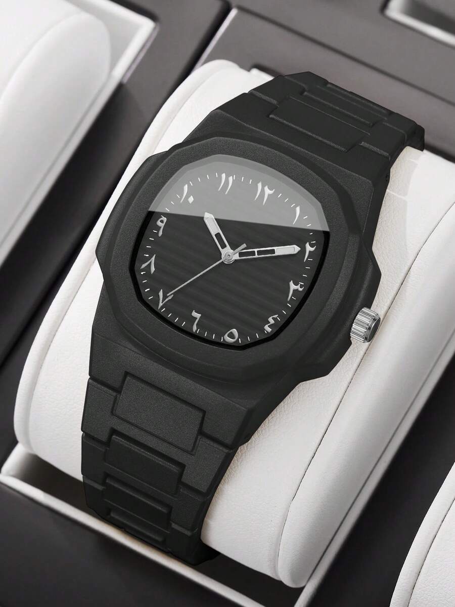 1pc Men's Fashion Casual Minimalist Scale Dial Stylish Quartz Wrist Watch, Business