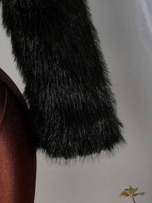 女士高级黑色人造毛皮短款修身长袖外套，低调奢华美学，适合假日、晚宴、正式场合 - 黑色 - 查看 6