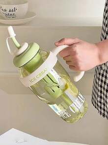 1 pieza Nuevo vaso de hielo de gran capacidad y apariencia elegante, vaso con estilo lindo con pajita de 1100ml - Multicolor - Ver 4