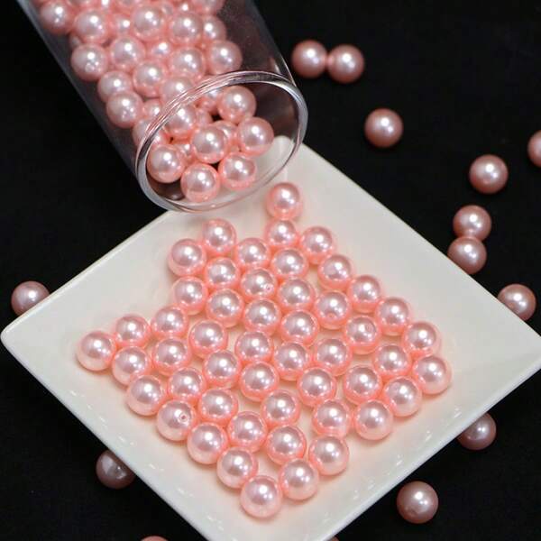 Imitation Pearl Round Bright Luster Half Hole Flawless Non-Peeling Sakura Pink Nude Pearl Handmade High-End DIY Jewelry Accessories