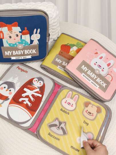 1件装 Bbay 忙碌书，安静布书蒙特梭利玩具 - 幼儿益智玩具，毛毡玩具礼品，适合飞机或汽车旅行玩具