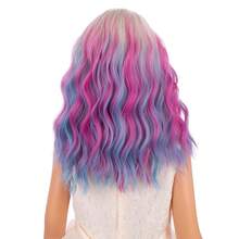 Mixed Brown Wig For Child Short Chocolate Brown Wig With Air Bangs For Girls Short Brown Wavy Curly Wig For Kids Heat Resistant Synthetic Wig With Wig Cap…Essential Festive Atmosphere For Christmas - Blonde Ombre Blue Pink - View 4