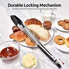 1 pièce Pinces de cuisine en silicone résistantes à la chaleur, pinces de cuisine en acier inoxydable avec embouts en silicone, pinces de cuisine antidérapantes parfaites pour la cuisson, le barbecue, le camping et les pique-niques - outils de cuisine essentiels et accessoires de cuisine (18/23/30 cm)