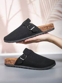 Unisex Adjustable Slip-On Slippers, Non-Slip & Durable For Indoor & Outdoor Wear - Serrated Black - View 2
