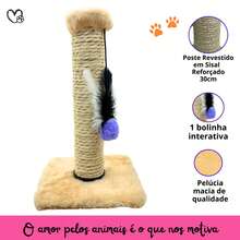 Cat Scratching Post With Exclusive Sisal Toy - 米色 - 查看 4