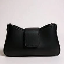 Minimalist Women's Bag With Zipper And Magnet Closure – Elegant Shoulder Strap - Black - View 3