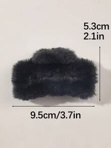 3 件套柔软毛绒方形发爪夹，百搭日常发型配饰，秋冬优雅发夹冬季发饰时尚发夹 - 彩色 - 查看 3
