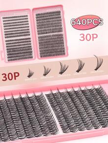 640 件独立睫毛延长套装，D 卷曲 30D 8-16 毫米，自然外观、超浓密、智能、超柔软、超轻可重复使用独立段假睫毛延长套装，适合初学者日常生活、婚礼、约会、派对、音乐节、万圣节使用，大容量睫毛簇 D 卷曲独立睫毛延长套装，大容量睫毛延长套装 640 件 DIY 睫毛延长套装 - 黑色 - 查看 3