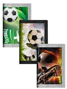 Kids/Teens Cartoon Football Pattern Trifold Wallet, Zipper Pocket Coin Purse With Key Chain, Durable Polyester Material, Suitable For Daily Use, Christmas, Birthday Gift - Multicolor - View 1