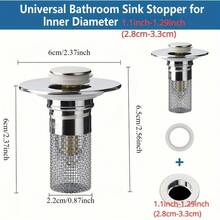Universal Bathroom Sink Hair Catcher & Drain Strainer - Stainless Steel Pop-Up Stopper With Fine Mesh Basket, Anti-Clog Filter For Hair & Soap Scum, Easy Install & Clean, Fits Most Sinks - 2個 - 查看 9