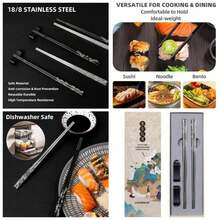 Palillo de metal reutilizable, agarre antideslizante grabado con lser, apto para lavaplatos, estilo japons y coreano, 2 pares de palillos de acero inoxidable para cocina, comedor y viajes 9 - Rojo - - Ver 1