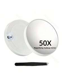 Espelho de aumento Cosmeria 50X com ventosas e pinça (1 unidade), espelho cosmético 40X com ampliação potente para maquiagem precisa e remoção de pelos da sobrancelha. Ideal para maquiagem, decoração de quarto, penteadeira, viagens, acessórios de maquiagem, espelho de mão, mini espelho, espelho compacto, espelho pequeno, presente de Natal, ferramentas de maquiagem, itens baratos, presentes para mulheres. - Multicolorido - Ver 15