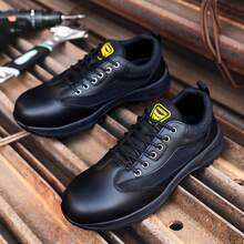 GUYISA 蓝鸥专业安全鞋，欧盟标准钢头，防挤压，防静电，柔软凯夫拉防刺穿中底，男士休闲功能鞋，四季皆宜 - 黑色 - 查看 9