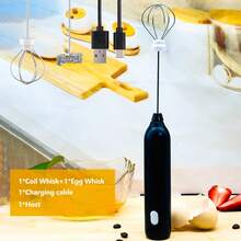 Feizsmile 牛奶起泡器可充电手持电动搅拌器咖啡起泡器搅拌机带 2 个不锈钢搅拌器 3 速可调泡沫机搅拌机，适用于咖啡、抹茶、拿铁、卡布奇诺、热巧克力