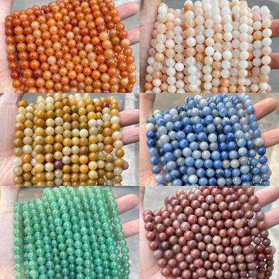 15 Inch Strand Natural Aventurine Round Loose Beads - 4/6/8/10/12mm Green/Yellow/Pink Gemstone Beads For DIY Jewelry Making, Wealth Attraction & Heart Chakra Healing