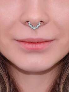 4 Pcs Fake Septum Rings Hoop Stainless Steel Non Piercing CZ Septum Jewelry Fake Nose Rings Clip On Septum Rings Fake Septum Piercing Body Jewelry For Women Men Daily Wear - Fake Septum Ring - View 6