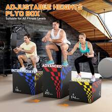 GIKPAL 3 In 1 - 14"X16"X20" Foam Plyometric Jump Box, Stable Plyo Box With 3MM Anti-Slip Particles For Home Gym Jumping Exercise, Weight 22lbs - S(14"x16"x20") - View 3