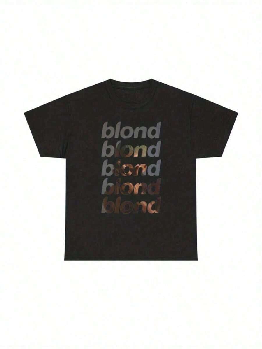 Frank Oceans Shirt Rap Tee Concert Merch Blonds Album Cover Graphic T-Shirt COTTON New Arrival Anime Clothes T Shirts For Men And Women - 黑色 - 查看 1