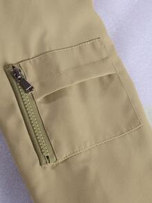 Tween Boys Casual Turndown Collar Utility Jacket, Autumn/Winter - Khaki - View 5