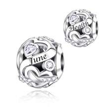 1pc Silver-Plated Heart-Shaped Birthstone Charm Bead Pendant Suitable For European-Style Snake Chain Bracelets, Necklaces, Key Rings And DIY Jewellery Ideal For Ladies' Everyday Wear Perfect As Gifts For Valentine's Day, Mother's Day, Halloween And Christmas