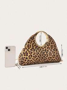 Fashionable Leopard Print Hand-Held Dinner Bag, Chain Crossbody Bag Large Capacity Leopard Print Fashionable Flap Handbag For Ladies' Daily Commute Or Dating For Party,Wedding, Prom, Dinner/Banquet, Matching With Wedding Dresses,Formal Dresses, Prom Dresses, Birthday Dresses, Cheetah Print Bag For Women Leopard Comeback - Yellow - View 7