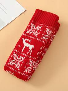 1 par de meias 7/8 de Natal em tricô, com estampa de renas e flocos de neve, meias quentinhas perfeitas para o Natal, meias aconchegantes. - Multicolorido - Ver 4
