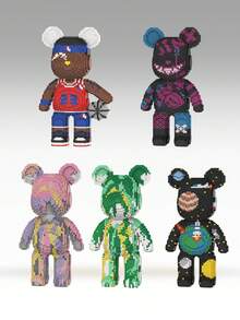 6000 件 DIY 迷你积木模型，组装拼图，星球熊系列，优质材料，附带砖锤，创意玩具，缓解压力，适合作为情人节、生日、节日、圣诞节礼物 - 彩色 - 查看 1