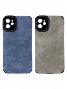 简约奢华仿皮纹理纯色材质，含2个天使眼贴纸，防摔手机壳，兼容，镜头保护，奢华灰，简约蓝，纯色，奢华仿皮纹理手机壳，兼容 16、16 Pro Max、16 Pro、16 Plus，春季派对礼物 - 彩色 - 查看 23