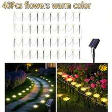 Dây đèn LED năng lượng mặt trời hình hoa cúc 40/20/10 bóng, đèn sân vườn, đèn ngoài trời năng lượng mặt trời, hình hoa cúc, chống thấm nước, thích hợp cho sân vườn, đám cưới, bãi cỏ và các dịp trang trí lễ hội khác (Dễ dàng lắp đặt) - Nhiều màu - Xem 14