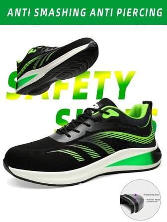 男士工作安全鞋，透气、柔软轻便、时尚、防滑耐用外底、钢制鞋头、抗冲击和抗穿刺、四季皆宜