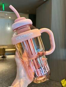 1 pieza Nuevo vaso de hielo de gran capacidad y apariencia elegante, vaso con estilo lindo con pajita de 1100ml - Multicolor - Ver 6