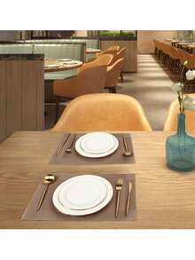 Juego de 6 manteles individuales con aislamiento antideslizante y lavable - Caqui - Ver 6