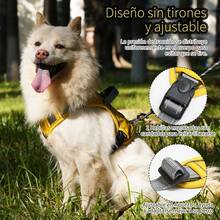 Adecuado para perros pequeños, medianos y grandes, arnés de perro ajustable, reflectante, anti-tirón, con bolsa de almacenamiento y asa de control, adecuado para paseos, viajes y accesorios de entrenamiento de perros. - Fucsia con Correa 1.5m - Ver 7