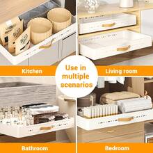 Adjustable Width Pull-Out Cabinet Drawer Organizer, Heavy-Duty Kitchen Storage Shelves with No-Tools Installation, for Pantry, Bathroom (35-75cm) - Weiss - Übersicht 7