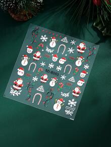 Christmas Santa Claus Nail Stickers 5D Self-Adhesive Snowman Candy Cane Elk Tree Flower Design Nail Art Supplies Winter Xmas Nail Sticker Nail Art For Women Girls DIY Decorations Decor