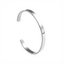 Simple And Exquisite Cuff High Polished Men's And Women's Stainless Steel Bracelet Casual Jewelry - 銀色 - 查看 8