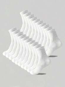 10 Pairs Of Children's Casual Socks, Medium Long Socks, White Socks, Winter Socks, Black Socks, Deodorizing, Sports, Breathable, Sweat Absorbing, Suitable For Ages 3-16
